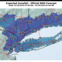 <p>Here are the National Weather Service&#x27;s projections for snowfall, released Friday evening, Jan. 17.</p>