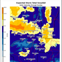 <p>National Weather Service projections for snowfall for farther north, released Saturday morning, Jan. 18.</p>