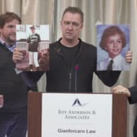<p>The suits were filed by Stephen Tyminski, now a 66-year-old Orthodox priest in Queens, and Keith Mozian, 56, of Califon. Stephen Marlowe, 48, holds photos of and speaks on behalf of Mozian, who couldn&#x27;t be at the conference.</p>