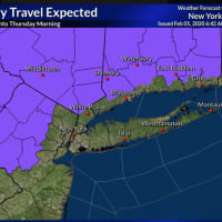 <p>A look at areas (in purple) where a Winter Weather Advisory is now in effect from 11 p.m. Wednesday, Feb. 5 through 10 a.m. Thursday, Feb. 6.</p>