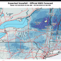 <p>A look at projected snowfall totals for the storm system.</p>