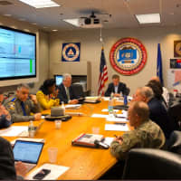 <p>Connecticut Gov. Ned Lamont with state health officials earlier this year discussing the COVID-19 pandemic.</p>