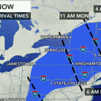 <p>A look at projected storm arrival times.</p>