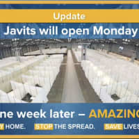 <p>The 1,000-bed temporary hospital at the Jacobs Javits Center in Manhattan will open on Monday, March 30.</p>
