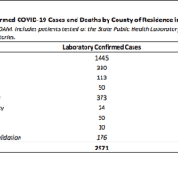 <p>A breakdown of cases and deaths by county is shown here.</p>