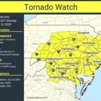 <p>The National Weather Service issued a tornado watch Monday through 6 p.m. in parts of New Jersey and Pennsylvania.</p>