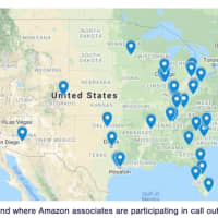 <p>The map is tracking facilities with COVID cases and where Amazon associates are participating in call outs. For privacy, we are not listing individual names.</p>