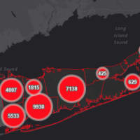 <p>The Suffolk County COVID-19 map on Wednesday, April 29.</p>