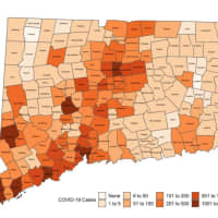 <p>The number of COVID-19 hospitalizations in each Connecticut municipality.</p>