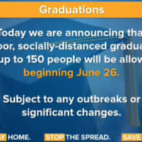 <p>Socially distanced graduations will be permitted as long as the capacity doesn&#x27;t top 150 people.</p>
