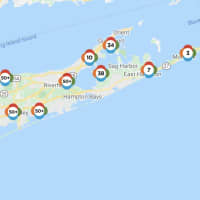 <p>The PSEG Long Island outage map on Monday, Aug. 10.</p>