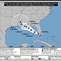 <p>The projected path of Tropical Depression 19.</p>