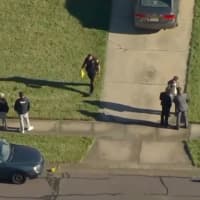 <p>An aerial view of investigators at the scene of a fatal shooting in Willingboro Township (Photo courtesy of ABC Chopper 6)</p>