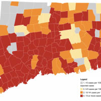 <p>The number of &quot;red alert&quot; communities in Connecticut has risen to 100.</p>