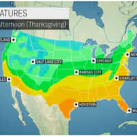 <p>Projected high temperatures on Thanksgiving Day, Thursday, Nov. 26.</p>