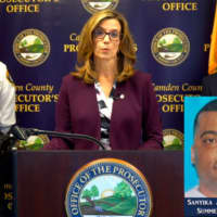 <p>Acting Camden County Prosecutor Jill S. Mayer, center, and Somerdale Police Chief James Walsh, left, during a news conference on Friday&#x27;s arrest in a 21-year-old rape, robbery and attempted murder case. A photo of the 47-year-old suspect is at right.</p>