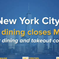<p>Indoor dining in New York City is being shut down.</p>