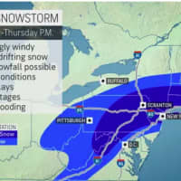 <p>A look at areas that will see the heaviest snowfall (in dark blue).</p>