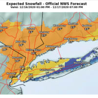 <p>A look at projected snowfall totals south of I-84 in New York and Connecticut.</p>