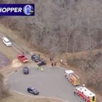 <p>First responders near the scene of an ultralight aircraft crash in Franklin Township. (Courtesy Chopper 6 ABC News)</p>