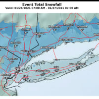 <p>Snowfall predictions for New York City, Long Island, and the surrounding suburbs south of I-84</p>