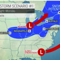 <p>One forecast track has the potentially major storm tracking farther north and inland.</p>