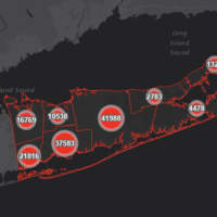 <p>The Suffolk County COVID-19 map on Thursday, Feb. 11.</p>