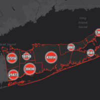 <p>The Suffolk County COVID-19 map on Tuesday, Feb. 16.</p>