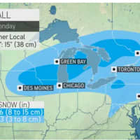 <p>A look at projected snowfall totals from the new storm system.</p>