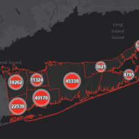 <p>The Suffolk County COVID-19 map on Monday, March 1.</p>