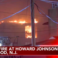 <p>A four-alarm fire destroyed the Howard Johnson Express Inn on North Black Horse Pike overnight. (Courtesy: Chopper 6 ABC-TV News)</p>