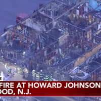 <p>An aerial view of the overnight fire damage at the Howard Johnson Express Inn on North Black Horse Pike in Gloucester Township. (Courtesy ABC-TV News Chopper 6)</p>