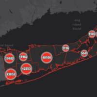 <p>The Suffolk County COVID-19 map on Tuesday, March 16.</p>