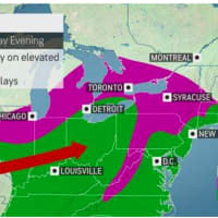 <p>A look at the storm system that will sweep through the region on Tuesday, March 16.</p>