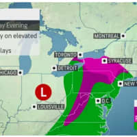 <p>A look at the mix of rain and snow that will sweep through the region on Tuesday, March 16.</p>