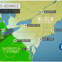 <p>Showers will be advancing Saturday, April 10 into Sunday, April 11 from west to east.</p>