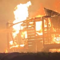 <p>The two-alarm blaze was reported just after 9:30 p.m. at a Camp Hoover building at 951 Rt. 521 in Newton, authorities said.</p>