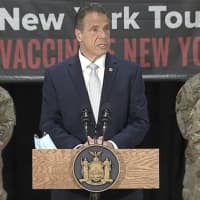 <p>New York Gov. Andrew Cuomo during a COVID-19 briefing in Yonkers on Wednesday, April 21.</p>