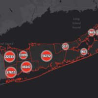 <p>The Suffolk County COVID-19 map on Friday, April 30.</p>