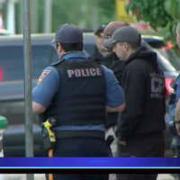 <p>Paulsboro police at the scene of a fatal shooting on Saturday. (Courtesy: 6ABC-TV News)</p>