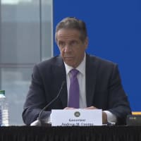 <p>New York Gov. Andrew Cuomo at a COVID-19 briefing at the Javits Center on Tuesday, May 11.</p>