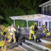 <p>The deck of a Toms River home that caught fire overnight Wednesday. It was the set of the 1979 movie classic, &quot;The Amityville Horror.&quot;</p>