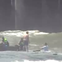 <p>Body camera footage of children being rescued from the ocean in Atlantic City.</p>