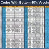 <p>The 175 ZIP codes in New York with a bottom 10 percent vaccination rate.</p>
