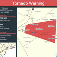 <p>National Weather Service issued a tornado warning for Burlington, Mercer and Monmouth counties.</p>