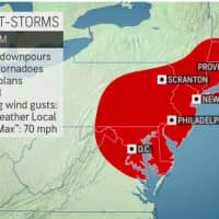 <p>Severe storms are expected to bring flooding downpours and damaging wind gusts up to 70 miles per hour. Isolated tornadoes are possible.</p>