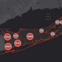 <p>The Suffolk County COVID-19 map on Thursday, Aug. 5.</p>