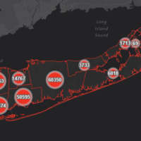 <p>The Suffolk County COVID-19 map on Wednesday, Aug. 11.</p>