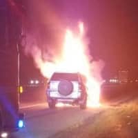 <p>Fire crews were quick to douse an SUV that went up in flames on Route 78 in Warren County Thursday night.</p>