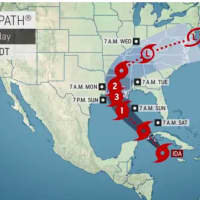 <p>The projected path of Ida through late next week.</p>